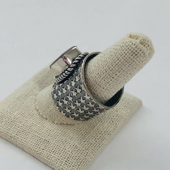 New Tourmaline Alpaca Silver Cigar Band Boho Ring - Picture 4 of 5